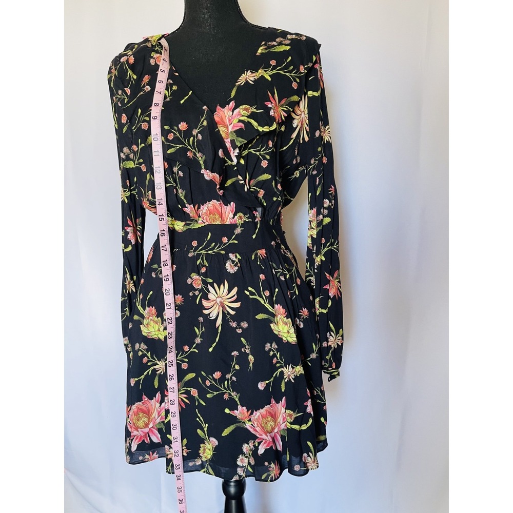 RACHEL ZOE Women Longsleeve V-Neck Floral Mini Dress Size 2 - Picture 4 of 12